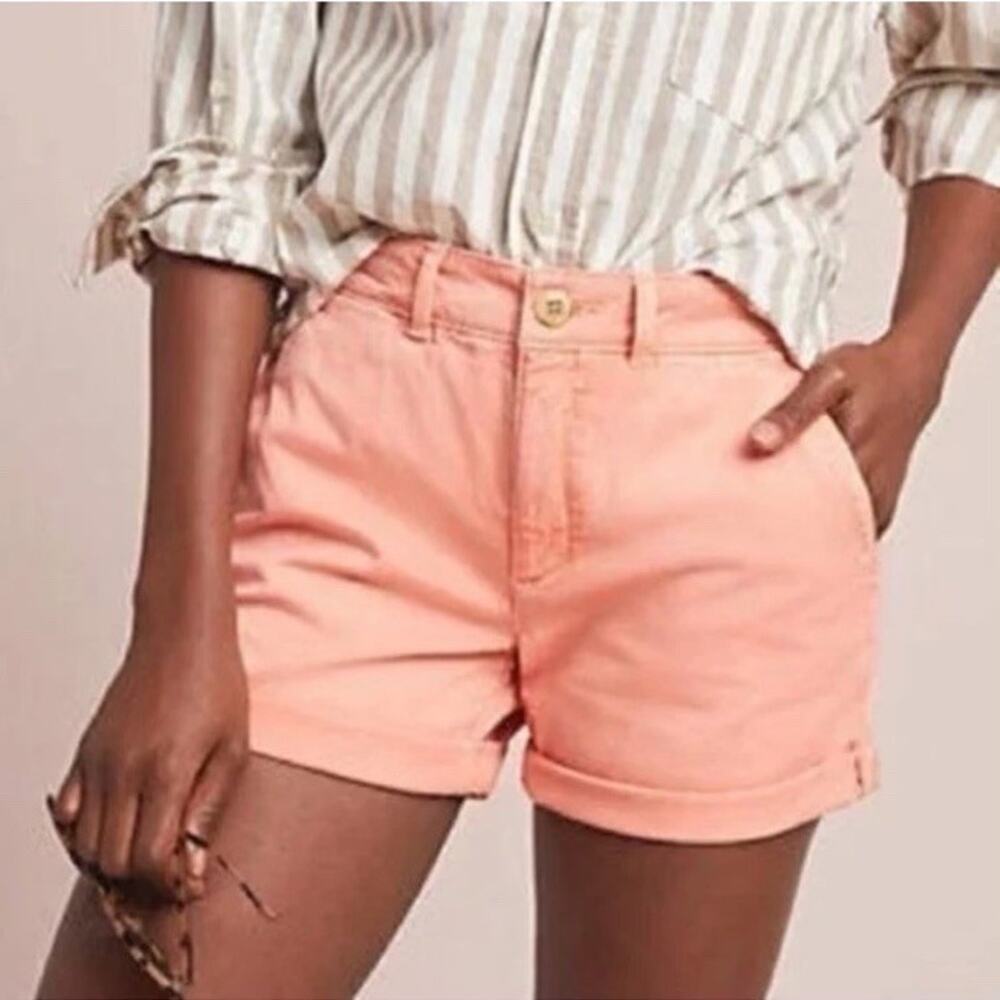 by Anthropologie Chino Relaxed Fit Shorts‎ Coral Orange Cuffed Women’s Size 26